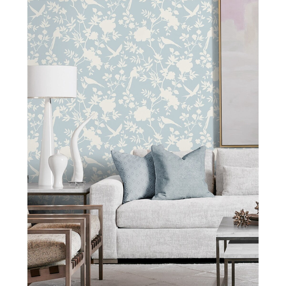 Luxe Haven Mono Toile Peel and Stick Wallpaper Hampton Blue
