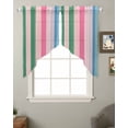 thumbnail image 2 of Pink Green Blue Stripe Swag Valances for Windows, Farmhouse Stripes Contemporary Rod Pocket Sheer Valances for Small Windows, Swag Toppers Light Filtering for Kitchen Living Room 2 Panels 28''x36'', 2 of 6
