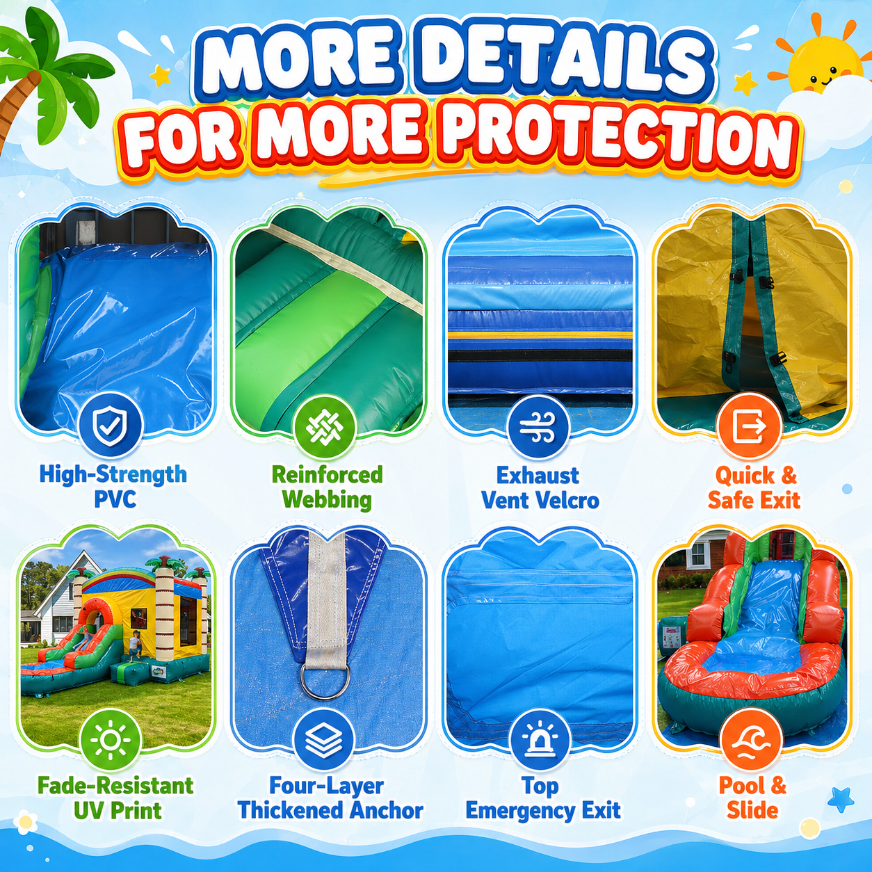 Rayocon Inflatable Bounce House Outdoor Water Slide for Kids Adult,17 x 11.7 x 10.7 ft,Splash Pool,Blower,Basketball Hoop for Backyard