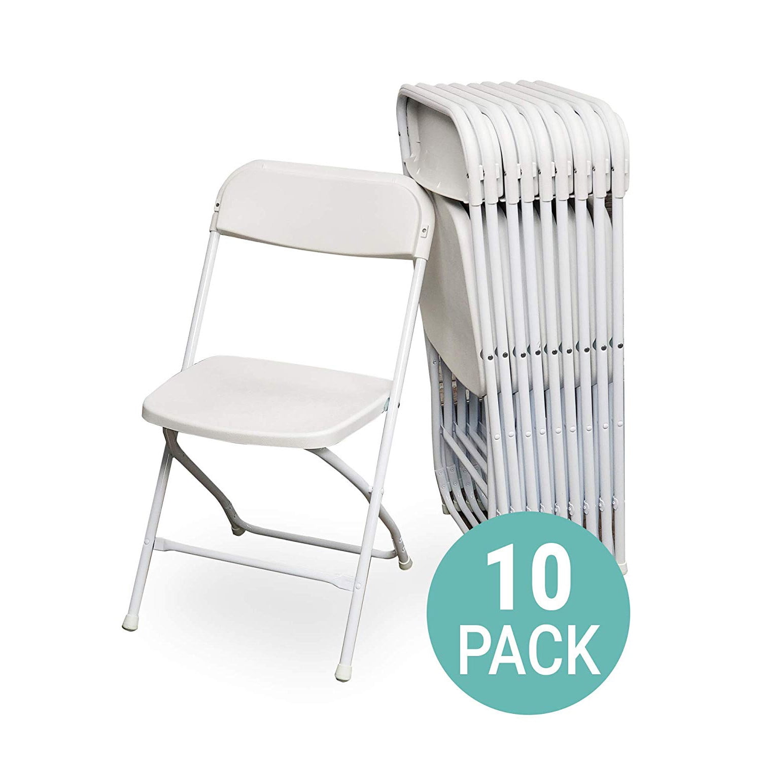 AJP Distributors 10 Pack Premium White Plastic Folding Chairs Wedding ...