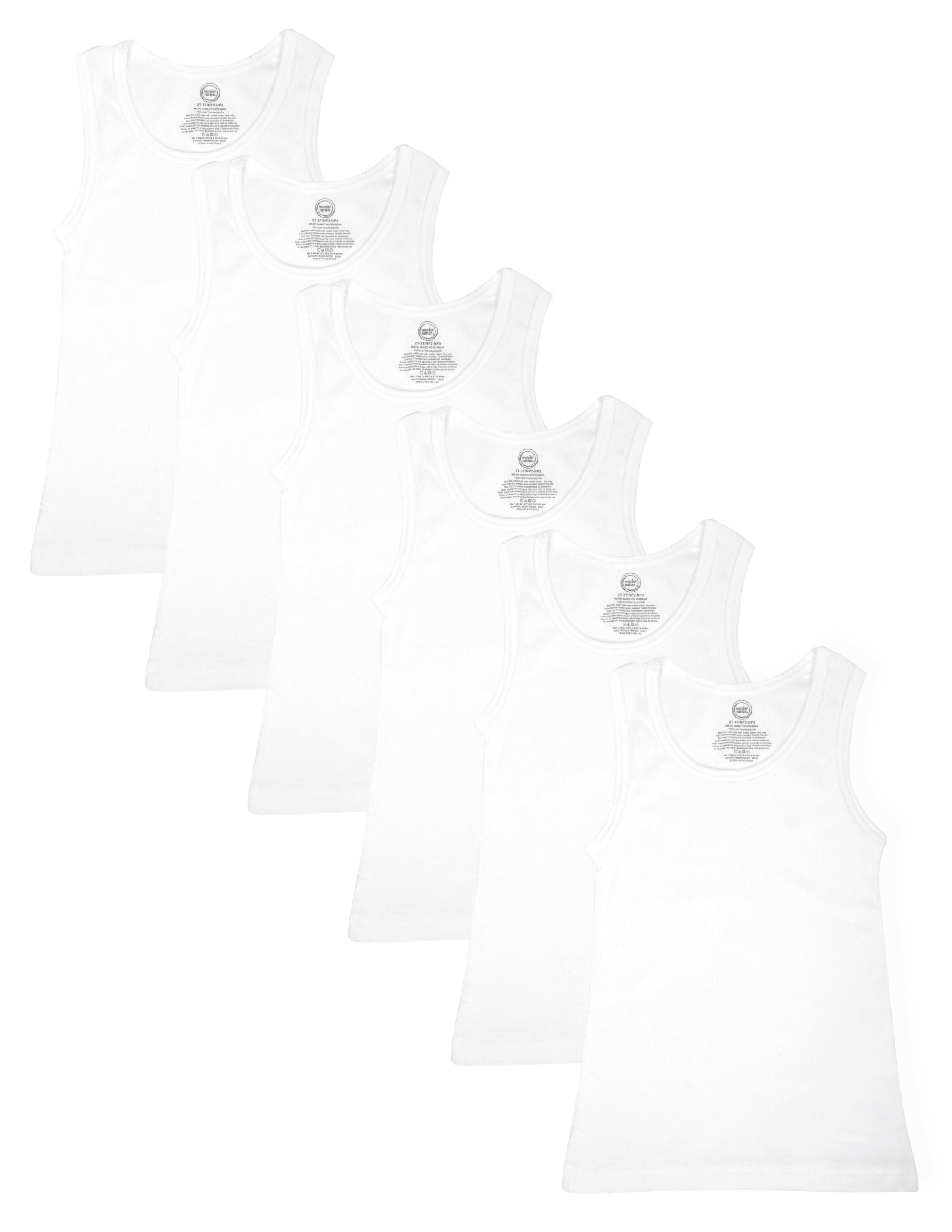 Wonder Nation Toddler Boys' Undershirt, 6-Pack, Sizes 2T-5T