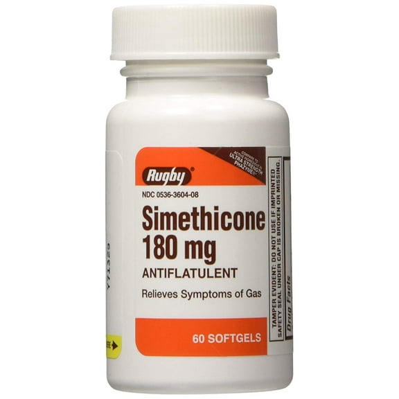 Rugby Simethicone Antiflatulent 180 mg. Softgels 60/Btl. (Pack of 2)