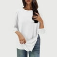 thumbnail image 2 of ZQGJB Post Shoulder Surgery Shirts for Women Tear Away 3/4 Sleeve Tops After Rotator Cuff Shirts Chemo Port Adaptive Clothing White L, 2 of 8