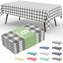 decorUhome 6Pcs Disposable Tablecloth for Rectangular Table, 54x108 Inch Gray and White Checkered Table cover for Party, Birthday, Picnic