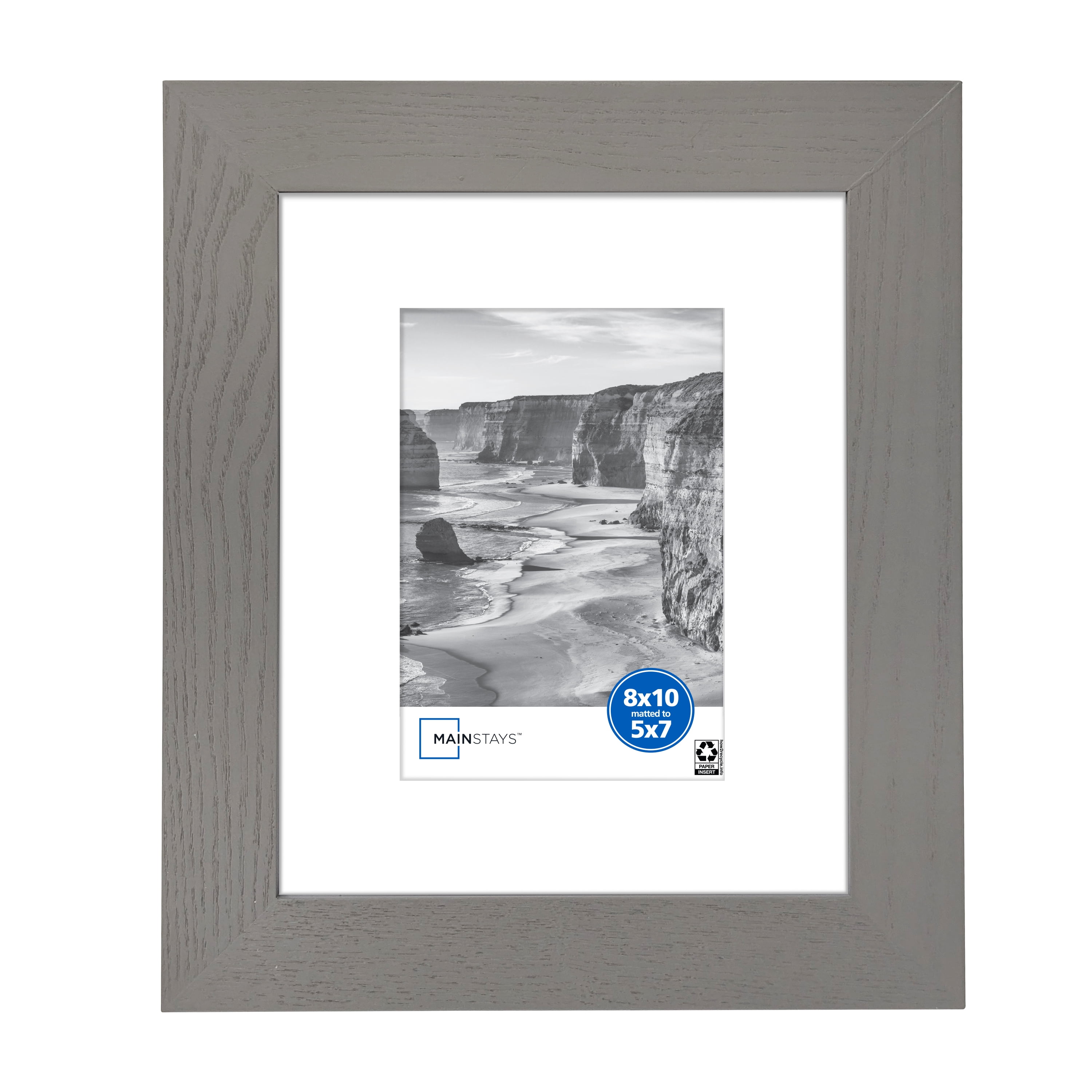 Mainstays 8 x 10 in Picture Frames, Matted to 5 x 7 in, Gray 1.5 in Gallery Style, 2-Pack