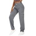 thumbnail image 6 of Hueook Track Pants Women Stretchy Work Pants Womens Solid Color Elastic High Waist Drawstring Quickdrying Trousers Multi-pocket Casual Sports Pants Gray XL, 6 of 6