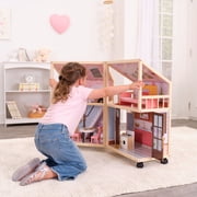 KidKraft So Darling Wooden Dollhouse on Wheels with 29 Accessories