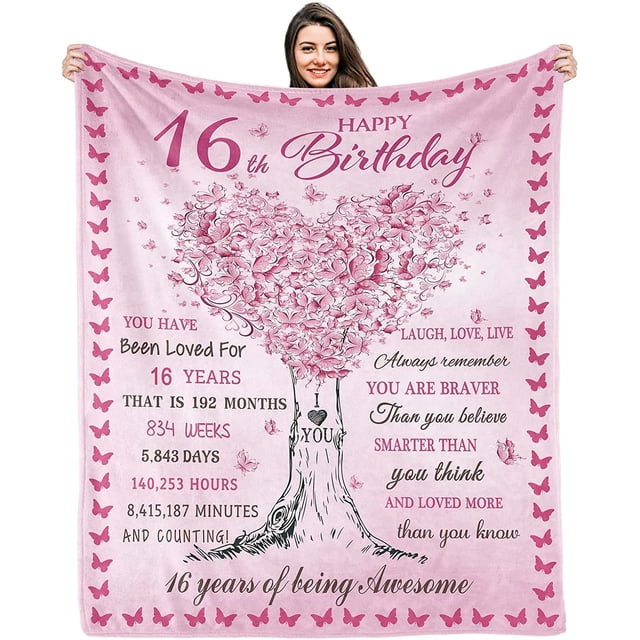 LHSHID 16th Birthday Gifts for Girls Best Sweet 16 Gifts for 16 Year Old Girls from Parents or Friends 16 Year Old Birthday Decorations for Sixteen Teenager Girl Blanket 30"x40"