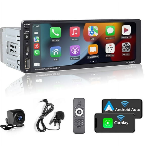 Innovative Monaural Car Audio System, Single Din Touchscreen Radio with Wireless Apple Carplay & Android Auto, Seamless Integration for Enhanced Driving Experience