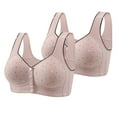 thumbnail image 1 of Tumotour 2Pc Front Closure Bras for Women Seamless Wireless Comfort Supportive Everyday Bras Full Coverage Printed Lifting Bras Convenient Snap Closing Bra Push Up Bras for Yoga Daily Workout Lounging, 1 of 2