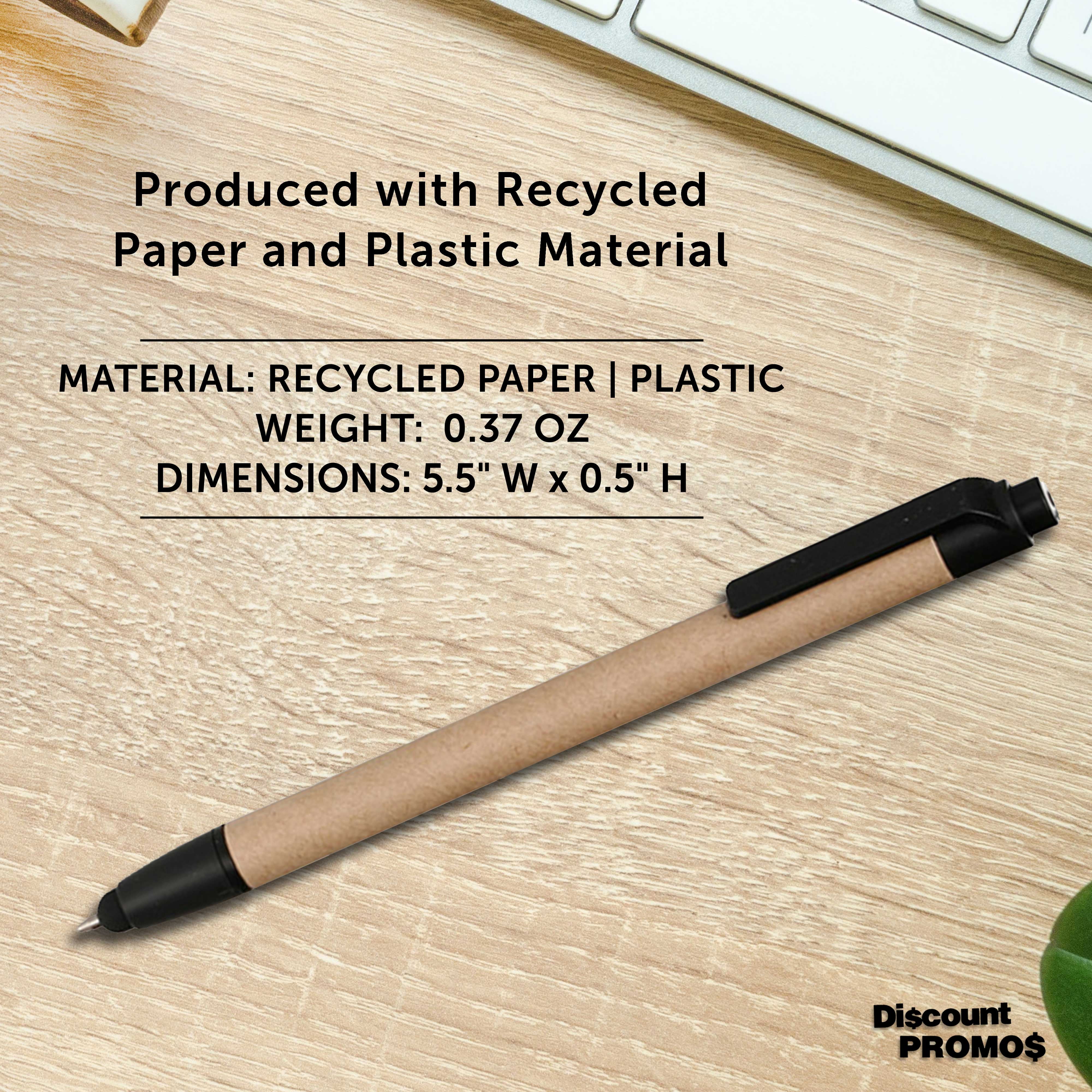 10 Ballpoint Stylus Pens Pack - Recycled, Retractable - Black