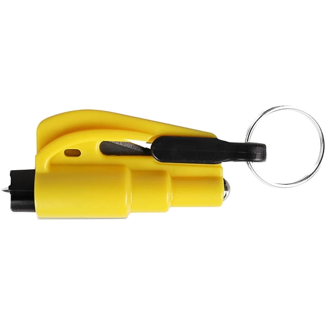 1PC Emergency Keychain Ring Car Escape Tool, 2-in-1 Portable Seat Belt Cutter and Window Glass Breaker, Car Escape Tool for Land and Underwater (Yellow)