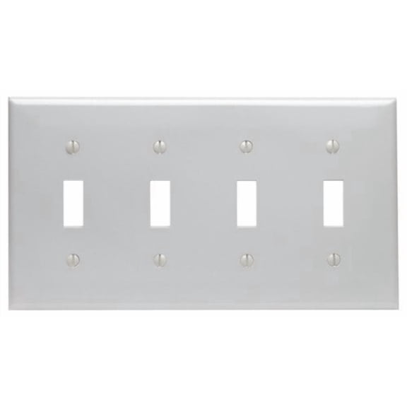 Leviton 4-Gang Toggle Nylon Standard Wall Plate 1-Pack 80712-GY, Gray