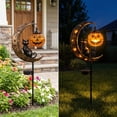thumbnail image 4 of Halloween Black Cat Stake Light, Waterproof Solar Black Cat on Crescent Moon with Hanging Pumpkin Lantern, Outdoor Halloween Yard Decor for Garden, Patio, Lawn, Pathway,35in,A, 4 of 7
