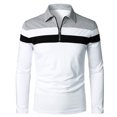 thumbnail image 1 of Polo Décontracté à Manches Longues pour Hommes T-Shirt en Coton Patchwork Contrasté, 1 of 5