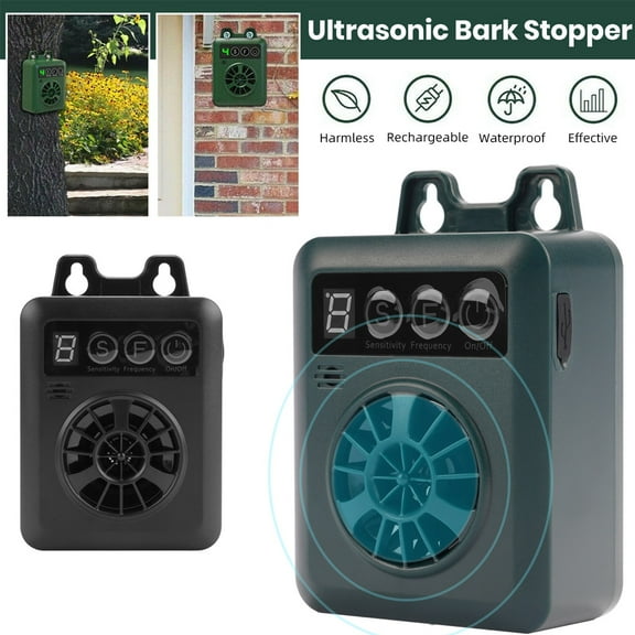 Xhy Dog Bark Control Device Ultrasonic Pet Anti Barking Deterrent Stop Repeller Silencer Outdoor Dog Training & Behavior Aids Green