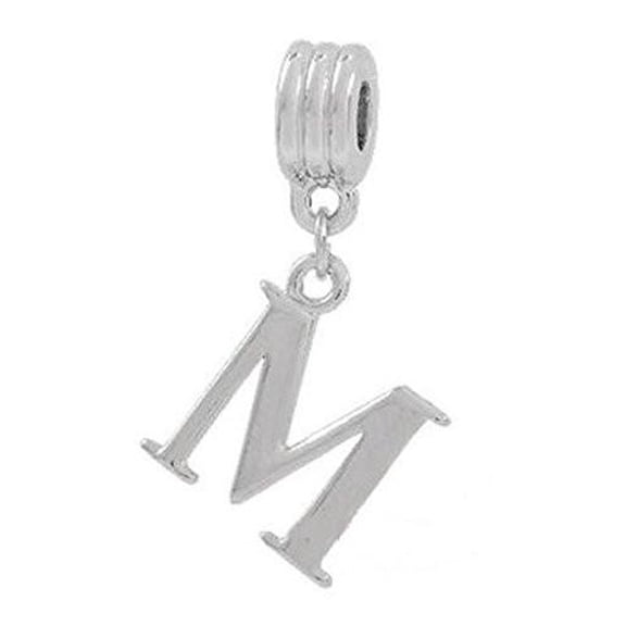 Sexy Sparkles Silver Plated Antique Vintage Letter Alphabet M Spacer Charms Beads DIY Bracelet Jewelry Making - Zinc Metal Alloy