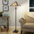 thumbnail image 3 of Tiffany Floor Lamp Mission Style Blue Stained Glass Floor Light for Reading Antique 16" Double Light Standing Lamp for Living Room Bedroom Home Office, 3 of 6