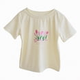 thumbnail image 4 of kpoplk Girls Basic Plain T Shirts 5-16 Years Kids Cotton Summer Tops Crewneck Short Sleeve Tees(Beige,2-3 Y), 4 of 5