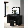 thumbnail image 2 of Vanity Stool, Glam Contemporary Round Swivel Button Tufted for Vanity Set | Black | Fabric, 2 of 5