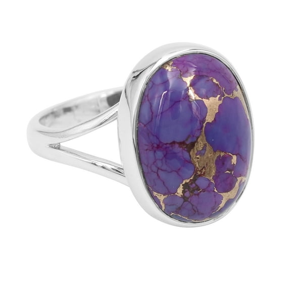 Earth Gems Jewelry Turquoise Ring Sterling Silver Ring Purple Copper Turquoise Ring Statement Ring for Women