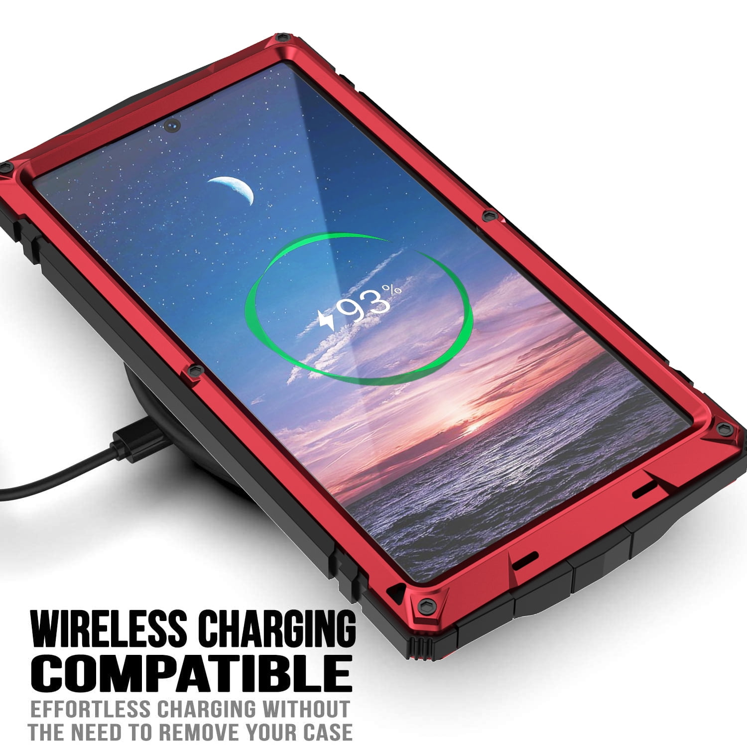 Samsung S24 Ultra Rugged Full-Body Case, Metal Bumper Built-in Screen Protector&Kickstand,Dustproof Drop-Proof,Full Body Protection Heavy Duty Military Cover For Samsung Galaxy S24 Ultra, Red
