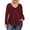 Burgundy, variant on JYLFC Womens Plus Size Shirts V Neck Long Sleeve Tee Solid Tops, White 2XL