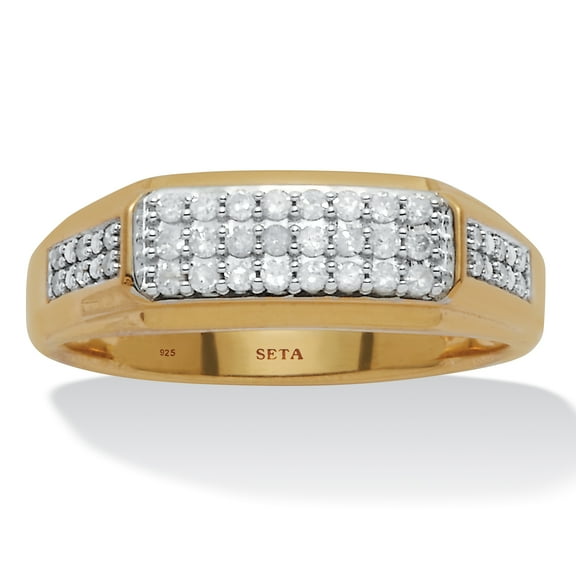 Men's .30 TCW Diamond Gold-Plated Sterling Silver Ring