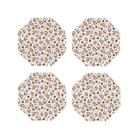 

KLL Drink Coasters Set Octagon of 4 PU Leather Absorbent Coasters Set Decorative Coffee Cup Coasters Housewarming Gift for Home Decor-Christmas Santa Cartoon Snowman