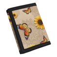 thumbnail image 2 of FUIALDOLG Sunflower Butterfly Theme Children's Wallet, Polyester Coin Pockets for Travel, Magic Stiker Lightweight Kids Trifold Wallet, 2 of 7