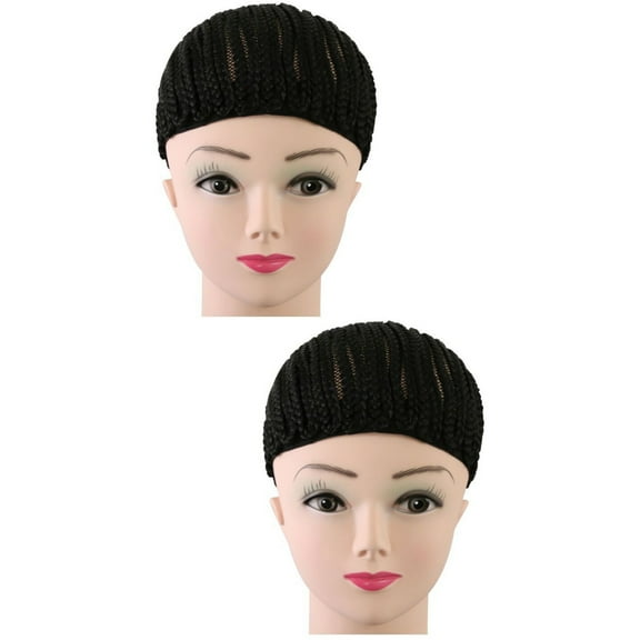 FONDOTIN Black Cornrow Wig Cap Soft Comfortable Crochet Braiding 2Pcs