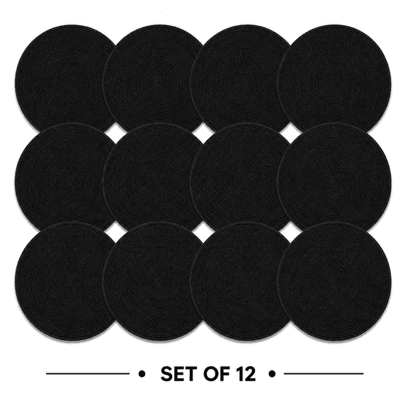 Shyamali Woven Placemats Set of 12, 16 " Round Braided Placemats for Dining Table, Heat-Resistant & Washable, White