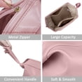 thumbnail image 4 of Makeup Bag, Large Capacity Travel Cosmetic Bag, PU Leather Zipper Pouch Toiletry Organizer for Travel, Business Trips and Daily Use (Pink, L), 4 of 5