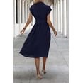 thumbnail image 3 of NAYAOTO Womens Casual Midi Dresses Solid V Neck Short Sleeve Button Shirt Belted Dress with Pockets for Spring Summer 2026, 3 of 7