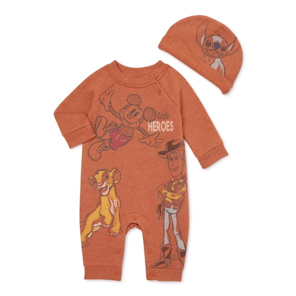 Disney 100 Baby Girls Romper and Hat, Sizes 0/3 Months-24 Months