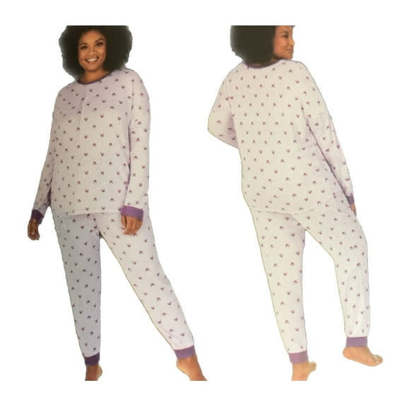 Disney Women's Character Cozy 2-Piece Pajama Set (Purple Minnie Mouse, Medium)