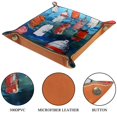 thumbnail image 3 of Women Girls Leather Square Dish Trinket Plate Jewelry Tray, Color Buoy Painting Nautical Flag Mothers Day Birthday Gift, 20.5x20.5cm, 3 of 6