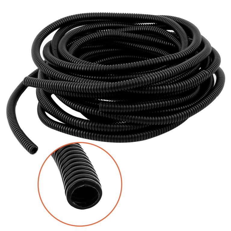 Unique Bargains 6mm Outer Dia Flexible Black PVC Corrugated Wire Tubing Conduit Pipe 4.5M 15ft