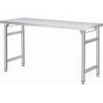 thumbnail image 1 of 60" x 24" Stainless Steel Folding Table - 520 LBS Commercial Foldable Prep Table, Open Base Worktable with Adjustable Undershelf and Feet, for Home Kitchen Restaurant Garage Warehouse, Heavy Duty, 1 of 6
