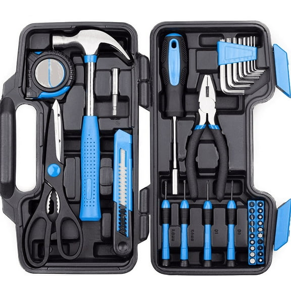 Power Source 39-piece Tool Set with Storage Case for DIY Home Improvement Great Gifts for Men, Dad, Gadgets for men(Midnight Blue)