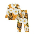 thumbnail image 2 of Kll White Floral And Butterflies Sleepwear Mens Flannel Pajamas,Long Cotton Pj Set, 2 of 9