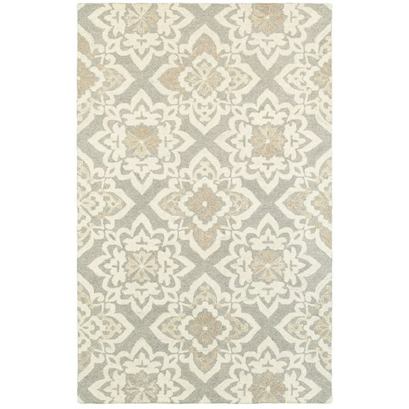 Oriental Weavers Craft Area Rug 93004 Grey Petals Diagonals 2' 6" x 8' Rectangle
