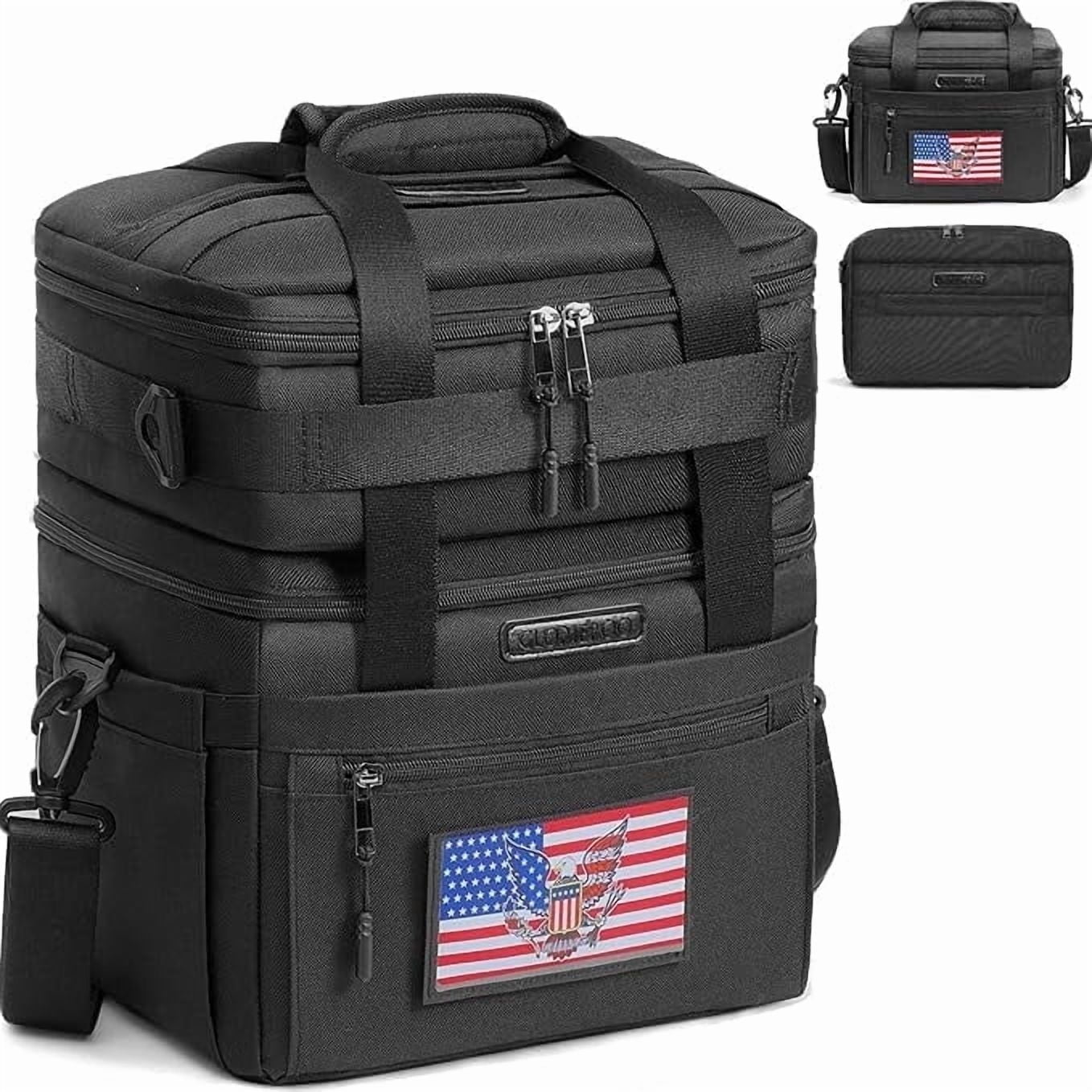Large Lunch Bag Box for Men - 3 in 1 Cooler Bag Large Insulated Removable Double Deck Leak-Proof Lunch Box for Work Outdoor Picnic