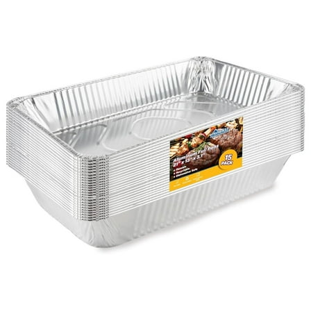 Large Aluminum Pans Full Size Deep Disposable Durable Large Steam Table Pans for Baking Serving, Chafing Trays for Caterers, Bakeware 21 x 13 x 3 (15)
