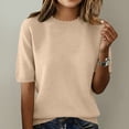 thumbnail image 4 of Duoif Womens Tops Women'S Short Sleeve Pullover Spring 2026 Fashion Crew Neck Knitted Shirt Elegant Lightweight Short Sleeve Pullover Spring Summer Beige L, 4 of 4