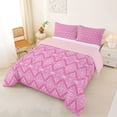 thumbnail image 2 of jejeloiu Soft Damask Full Size Comforter Sets For Girls,Pastel Pattern Bedding Comforter Set,Pink White,Pink Reversible,3-Piece,1 Comforter and 2 Pillowcases, 2 of 7