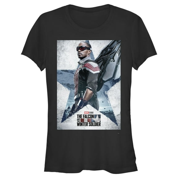 Junior's Marvel The Falcon and the Winter Soldier Sam Poster  Graphic Tee Black 2X Large