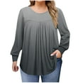 thumbnail image 2 of Women's Plus Size Tops Long Sleeve Tunic Shirts Trendy Flowy Pleated Casual Crewneck Blouses Loose Blouses Sizes 1X-5X, 2 of 6