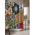 thumbnail image 3 of Cortina de Ducha de 180 x 200 cm con 12 Ganchos de Secado rápido (Flores), Tela de poliéster Impermeable Lavable a máquina, Cortinas de baño JM, 3 of 5