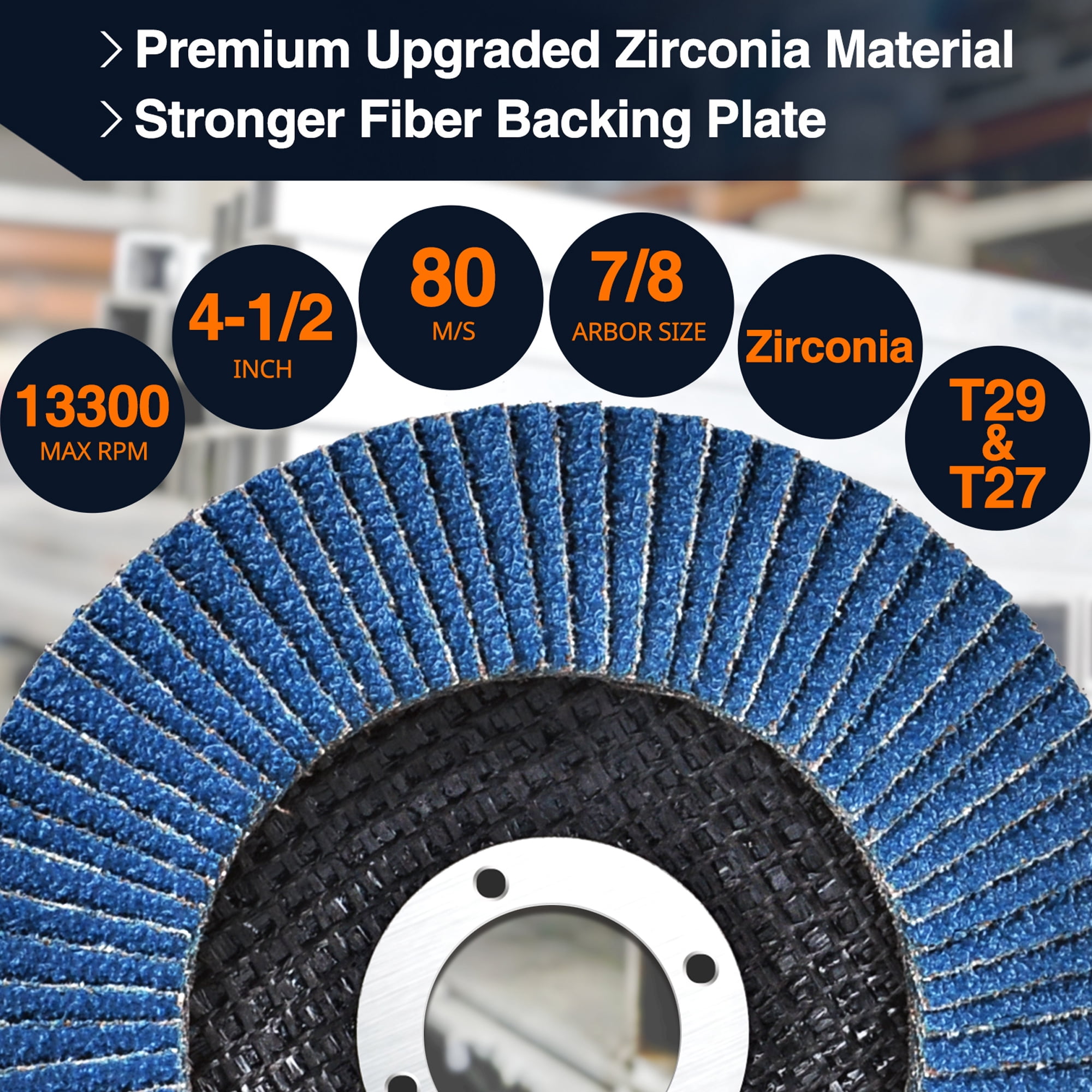 SHALL Flap Discs 4 1/2 for Angle Grinder Cutting Disc, Cut Off Wheels 4 1/2 inch, 24-Pack Flap Disc Zirconia Grinding Wheel